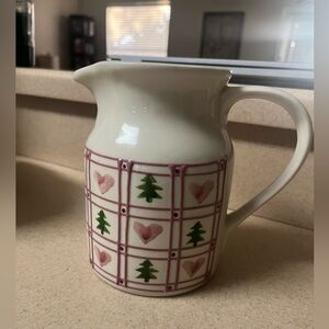 Vintage Hartstone Stoneware Pottery pitcher - Hearts & Trees - Farmhouse